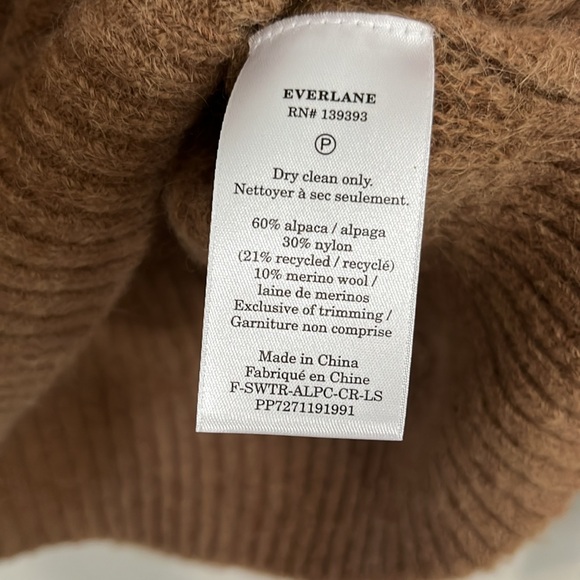 NWT Everlane Tan Alpaca/Wool blend Sweater Large - Picture 4 of 5